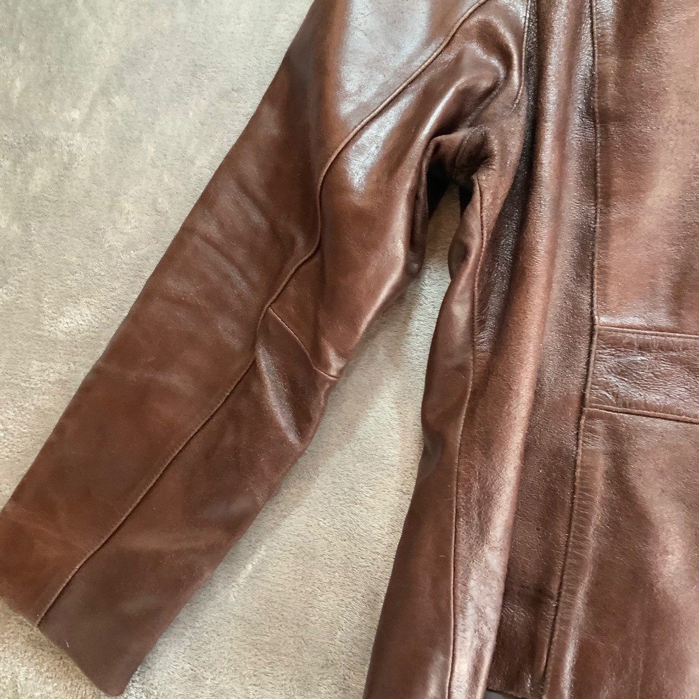 Vintage Wilsons Leather Maxima Brown Button Front Jacket Womens XL - Picture 14 of 15